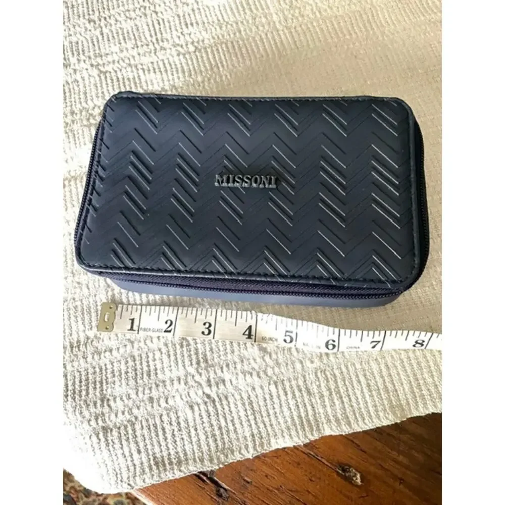 Missoni for Delta Travel Case Zip Organizer Navy Chevron Vanity Toiletry Case